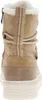 The back view of a tan winter boot with white fur lining and a thick white sole. Produktbild-Vorschau