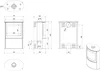 Technical drawings and dimensions of a wood-burning stove. Produktbild-Vorschau