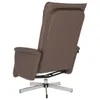 Rear view of a brown leather recliner chair with a metal base. Produktbild-Vorschau