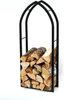 A black metal firewood rack filled with logs, photographed against a white background. Podgląd zdjęcia produktu