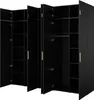 Kleiderschrank, Drehtürenschrank Schwarz mit Ablageflächen und Kleiderstangen Breite 250 cm Produktbild-Vorschau