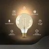 A large, clear light bulb is shown in the center, surrounded by icons and text describing its features. Produktbild-Vorschau