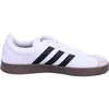 A side view of a white Adidas sneaker with black stripes and a brown sole. Anteprima dell’immagine prodotto