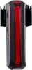 A close-up, front-facing view of a black and red bicycle tail light mounted on a black bracket. Podgląd zdjęcia produktu
