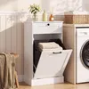 COSTWAY Wäscheschrank mit 39L Wäschekorb, Badezimmerschrank Produktbild-Vorschau 2