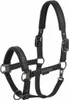 A black horse halter is displayed against a white background. Produktbild-Vorschau