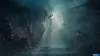 A dark, atmospheric scene with figures hanging from a structure, illuminated by shafts of light. Produktbild-Vorschau