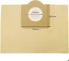 A vacuum cleaner bag with dimensions indicated. Produktbild-Vorschau