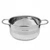 A stainless steel pot with handles, shown from the front on a white background. Produktbild-Vorschau
