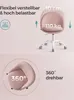 A pink office chair is shown with text and graphics highlighting its features. Produktbild-Vorschau