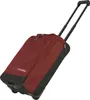 A red and black rolling suitcase is shown against a white background. Produktbild-Vorschau