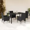 Möbel 5-tlg. Garten-Essgruppe mit Kissen Schwarz Poly Produktbild-Vorschau 1