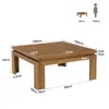 Tribesigns Massivholz Couchtisch 100x100 cm, Quadratischer Produktbild-Vorschau 2