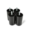 Four black furniture feet with threaded bolts on a white background. Voir les images du produit