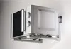 A silver microwave oven mounted on a wall using a metal bracket. Náhľad obrázku produktu