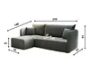A diagram of a sectional sofa with dimensions indicated by arrows and numbers. Produktbild-Vorschau