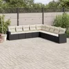 Design 9-tlg. Garten-Sofagarnitur mit Kissen Schwarz Poly Produktbild-Vorschau 1