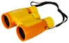 A pair of orange and yellow binoculars with a black strap, isolated on a white background. Produktbild-Vorschau