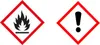 Two hazard symbols on a white background. Produktbild-Vorschau