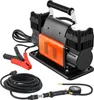 A portable dual-cylinder air compressor with its accessories, including jumper cables, a hose, and a digital tire pressure gauge, displayed on a white background. Podgląd zdjęcia produktu