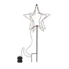 A decorative star-shaped light fixture with multiple layers, illuminated by warm white LEDs, mounted on a black stake with a battery pack at its base. Produktbild-Vorschau