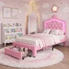 Kinderbett 90x200 cm mit LED, PolyurethanPolsterbett mit Produktbild-Vorschau 3