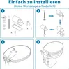 An instructional diagram showing how to install a toilet seat. Náhled obrázku produktu