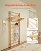 A child climbing an indoor jungle gym, with close-up shots highlighting product features. Produktbild-Vorschau