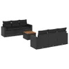 vidaXL 7-tlg. Garten-Sofagarnitur mit Kissen Schwarz Poly Produktbild-Vorschau 1