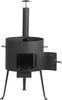 A black outdoor oven with a chimney and two doors. Náhľad obrázku produktu