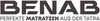 The image shows the brand logo and slogan for a mattress company. Produktbild-Vorschau