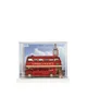 A 3D wooden puzzle of a London double-decker bus in a display case, with Big Ben in the background. Náhľad obrázku produktu