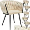 Set Esszimmerstuhl Astano Samt, Knotendesign - Sand, 6er Produktbild-Vorschau 1