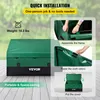 A graphic illustrating the quick installation and features of a VEVOR outdoor storage box. Produktbild-Vorschau