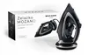 A cordless steam iron and its packaging are displayed against a white background. Produktbild-Vorschau