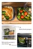 Collage showing food in storage containers, containers in a refrigerator, and a container in a microwave. Náhľad obrázku produktu