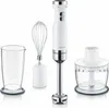 A white Graef hand blender with accessories, including a whisk attachment, a beaker, and a chopper attachment, displayed against a white background. Produktbild-Vorschau