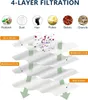 Diagram illustrating a 4-layer filtration system with different particles being filtered. Produktbild-Vorschau