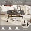 Table basse en bois avec étagère en rotin, 2 niveaux, 100 x Voir les images du produit 3