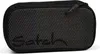A black pencil case with a gray mesh front and a rainbow-like pattern visible through the mesh. Produktbild-Vorschau