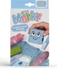 The image shows the product packaging for a DIY Marky textile and school marker set. It displays the product name, a cartoon character, and examples of items that can be marked, such as a t-shirt, water bottle, shoes, and pencils. Podgląd zdjęcia produktu