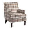 KLAM HOME Loungesessel Retro-Sessel Braun-weiß Karomuster Produktbild-Vorschau 2