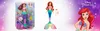 A collage of images featuring an Ariel mermaid doll in its packaging, a standalone Ariel doll with accessories, and a graphic of Ariel from Disney Princess. Anteprima dell’immagine prodotto
