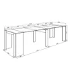 A technical drawing of an extendable table with dimensions. Anteprima dell’immagine prodotto