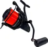 A black fishing reel with bright orange fishing line, shown against a white background. Produktbild-Vorschau