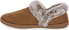 A side view of a brown slipper with faux fur trim. Produktbild-Vorschau