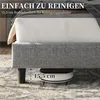 A bed frame with a robot vacuum cleaner underneath, illustrating clearance for cleaning. Produktbild-Vorschau