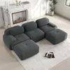 Modulares U-Sofa aus Premium-Cordstoff Grau, rahmenlos ohne Produktbild-Vorschau 2