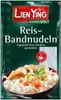 A package of Lien Ying Reis-Bandnudeln (rice noodles) with an image of prepared noodles in a bowl. Anteprima dell’immagine prodotto