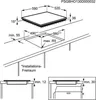 Diagram showing installation dimensions for a cooktop. Produktbild-Vorschau